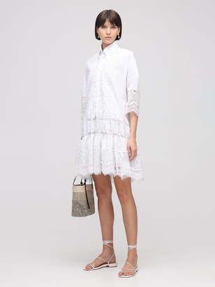 Ermanno Scervino Embroidered Cotton Lace Mini Dress