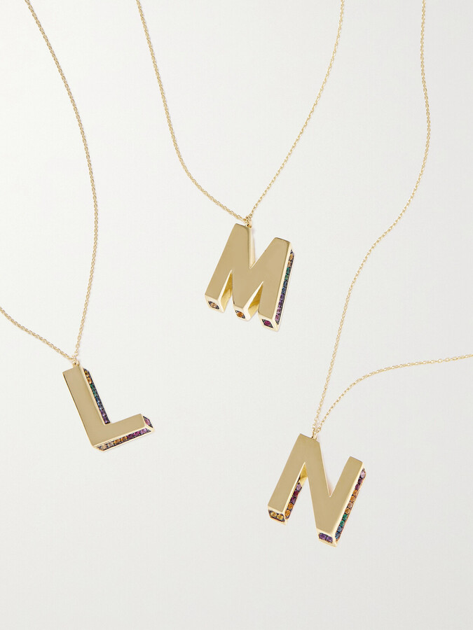 CHARMS COMPANY Initials 14-karat Gold Sapphire Necklace - H