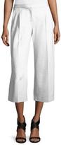 Thumbnail for your product : Moschino Boutique Wide-Leg Cropped Stretch Trousers, White