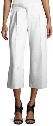 Moschino Boutique Wide-Leg Cropped Stretch Trousers, White