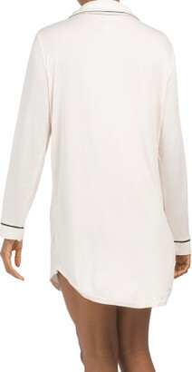 Nine West Notch Collar Nightshirt With Piping Detail