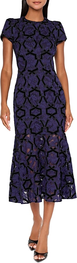 Milly Tahlia Velvet Lace Midi Dress