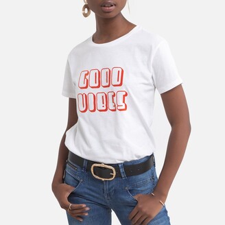 Freeman T. Porter Slogan Print Cotton T-Shirt with Short Sleeves