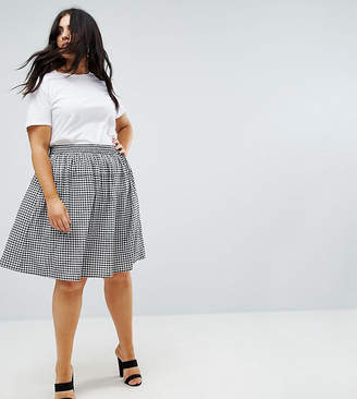 AX Paris Plus Gingham Elasticated Waist Skirt