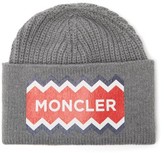 Thumbnail for your product : Moncler Logo-print Wool Beanie Hat - Grey Multi