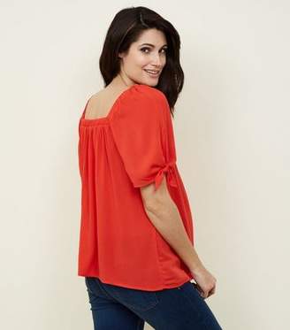 New Look Maternity Red Square Neck Button Front Top