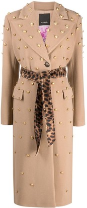 Pinko Reimagine button-embellished wraparound coat