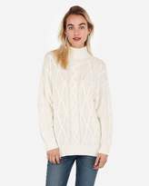 Thumbnail for your product : Express Cable Knit Mock Neck Oversized Tunic Sweater