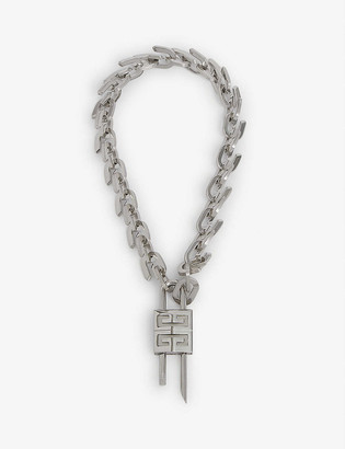 Givenchy Lock silver-toned brass necklace