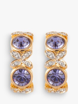 Susan Caplan Vintage D'Orlan 22ct Gold Plated Swarovski Crystal Clip-On Earrings, Dated Circa 1980s, Gold/Purple