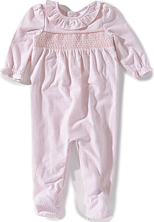 Edgehill Collection Baby Girls Stripe Ruffle Footed Coverall