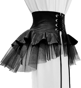 BPURB Steampunk Women's Tulle Skirts Waist Belt for Women Ruffles Pirate  Corset Costumes (X-Small - ShopStyle