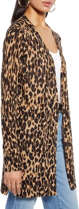 Halogen Leopard Print Linen Blend Cardigan