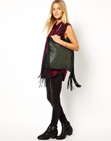 Thumbnail for your product : ASOS Leather Fringe Shopper Bag