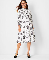Thumbnail for your product : Ann Taylor Petite Ikat Floral Mock Neck Flare Dress