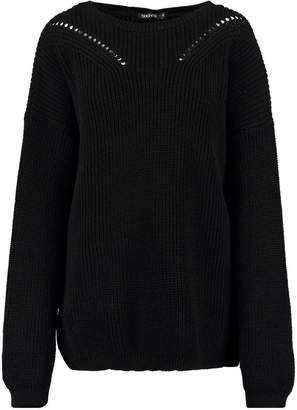 boohoo Crew Neck Oversized Sweater With Detail
