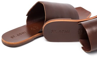 ST. AGNI Leather Slip-On Flat Sandals