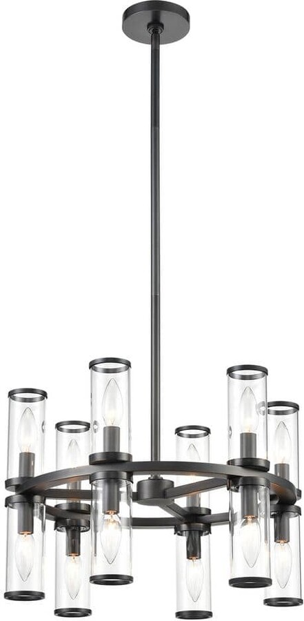 Alora Revolve 19 in. 12 Light 60-Watt Clear Glass/Urban Bronze Chandelier