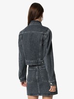 Thumbnail for your product : Helmut Lang Logo Embroidered Cropped Denim Jacket