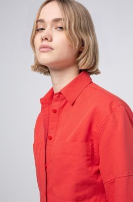 HUGO BOSS A-line linen-blend shirt dress with seam details