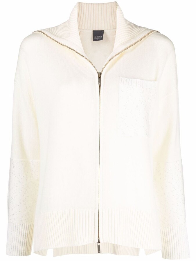 white zipper sweater