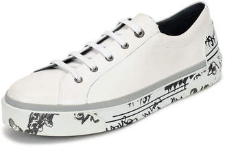 Lanvin Men's Leather Graffiti-Sole Derby Sneakers, White