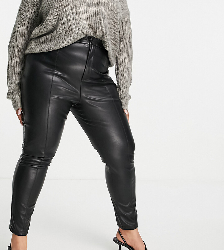 In The Style Plus x Lorna Luxe contoured leather look leggings in black -  ShopStyle Jeggings