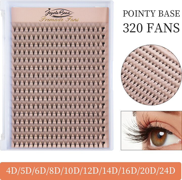 JB Jeyelabeau Goddess 320 Fans Premade Volume Fans 4D 5D 6D 8D 10D 12D 14D 16D 20D Individual Lashes Extension Pointy Stem Pre Made Faux Mink