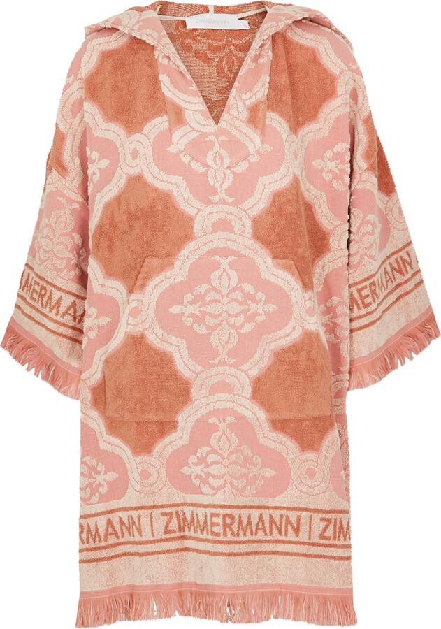 Zimmermann Cotton-terry jacquard hooded coverup - ShopStyle