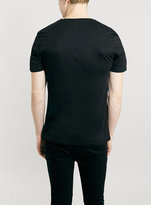 Thumbnail for your product : Topman BURGUNDY faux leather PANEL T-SHIRT