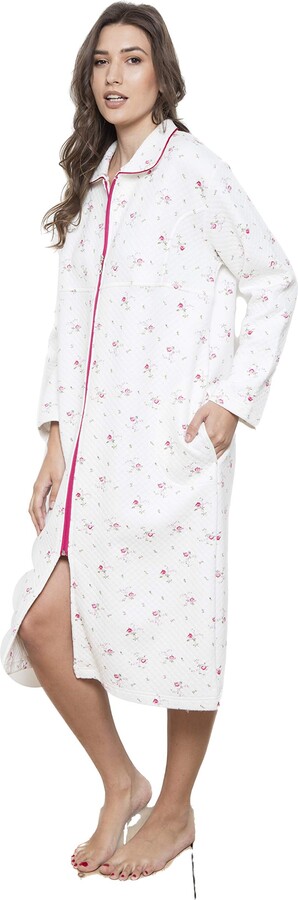 ladies zipped dressing gown