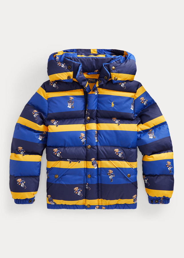 polo bear plaid down jacket