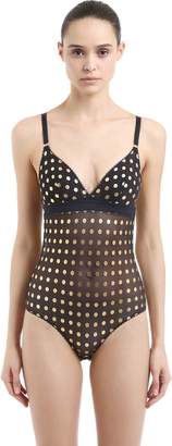 Stella McCartney Florence Gold Dot Stretch Tulle Bodysuit