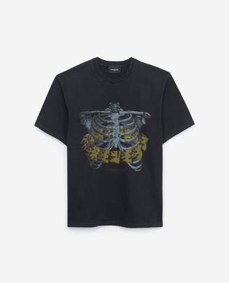 The Kooples Printed washed black cotton T-shirt