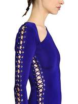 Thumbnail for your product : Balmain One Shoulder Lace-Up Stretch Knit Dress