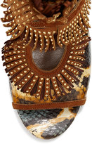 Thumbnail for your product : Aquazzura Snakeskin Fringe Cutout Sandal, Honey/Berry