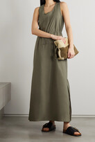 Thumbnail for your product : Brunello Cucinelli Bead-embellished Cotton-blend Poplin Maxi Dress - Army green