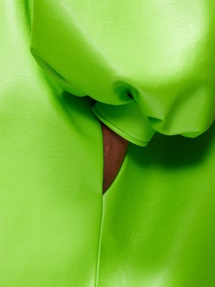 Balenciaga Balloon-sleeve Faux-leather Coat - Green