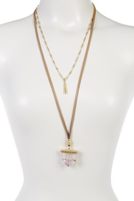 Lucky Brand Druzy Crystal & Leather Double Necklace