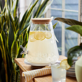 Beverage Dispenser For Countertop - 1 Gallon Large Glass Drink Dispenser  W/Spigot & Lid - Party Drink Dispenser For Sweet Tea Lemonade Punch Water