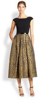 Thumbnail for your product : Theia Leopard Jaquard & Crepe Tea-Length Dress