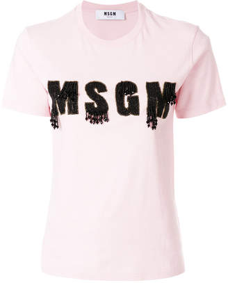 MSGM beaded logo detail T-shirt