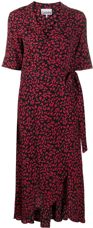 botanical georgette wrap dress