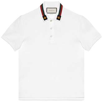 Gucci Cotton polo with tiger embroidery