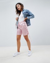 Thumbnail for your product : ASOS DESIGN silky shorts with lace up side