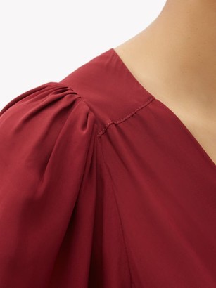Three Graces London Fiona Puff-sleeve Midi Wrap Dress - Dark Red