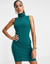 Thumbnail for your product : I SAW IT FIRST racer back ribbed mini bodycon dress in emerald green