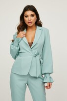 Thumbnail for your product : Little Mistress Limitless Sage Tie-Waist Blazer Co-ord