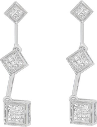 Haus of Brilliance 14K White Gold 5/8 Cttw Princess Cut Diamond Earrings - White