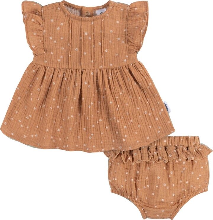 Gerber Baby Girls Gauze Dress and Diaper Cover Set, 2 Piece